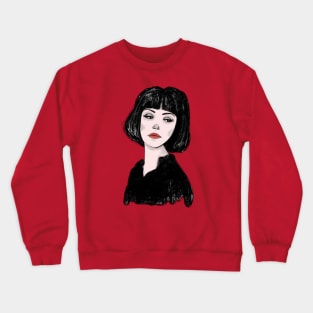 The Mysterious Dark Haired Lady Sketchbook Girl Drawing Crewneck Sweatshirt